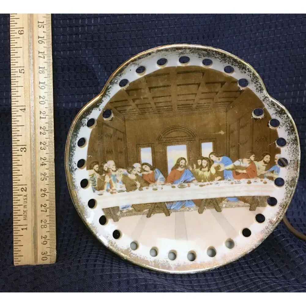 Vintage Mid-Century Lipper & Mann “The Last Supper” Ceramic mantle Night Light